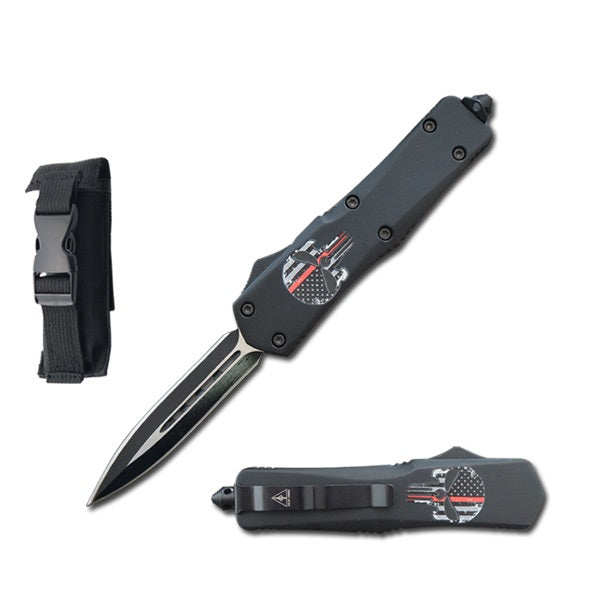 7" Red Skull Tactical Recon OTF Combat Knife - Tophatter's Army Products & Self Defense Collectible Weapons - Tophatter Daily Deals