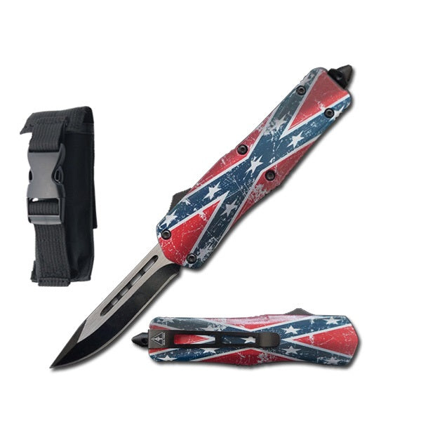7" Confederate Flag Tactical Recon OTF Combat Knife Collectible Weapons - Tophatter Daily Deals