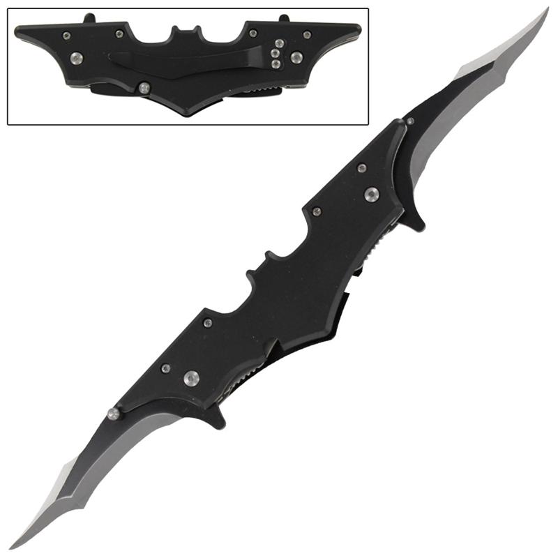 5.5" Closed Black Midnight Twin Blade Spring Assist Knife - Tophatter's Guns'N'Weapons Store - FREE SHIPPING Collectible Weapons - Tophatter Daily Deals