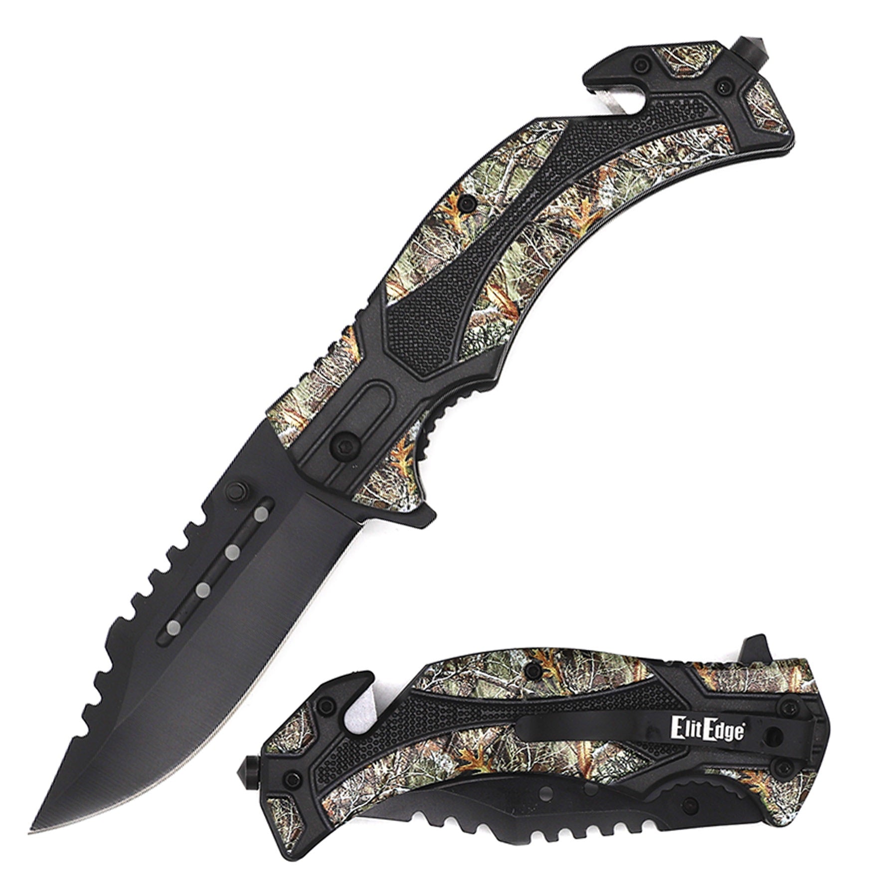 9" Camo Assisted Opening Rescue Tactical Pocket Folding Knife - TOPHATTER'S ARMORY DEALS Collectible Weapons - Tophatter Daily Deals