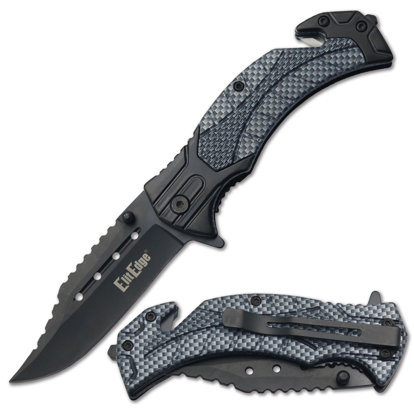 9" Carbon Fiber Assisted Opening Rescue Tactical Pocket Folding Knife - TOPHATTER'S ARMORY DEALS Collectible Weapons - Tophatter Daily Deals
