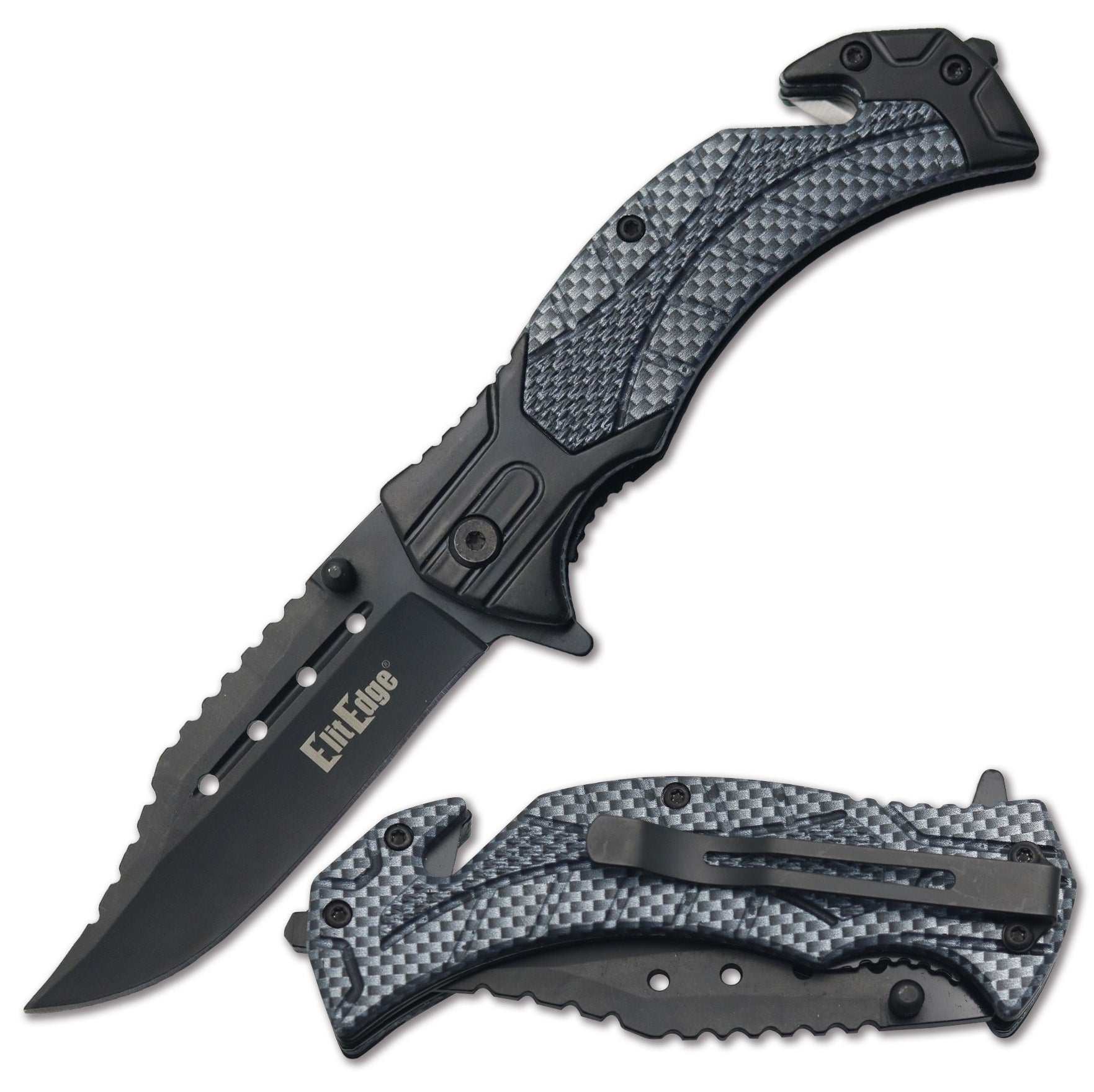 9" Carbon Fiber Assisted Opening Rescue Tactical Pocket Folding Knife - TOPHATTER'S ARMORY DEALS Collectible Weapons - Tophatter Daily Deals