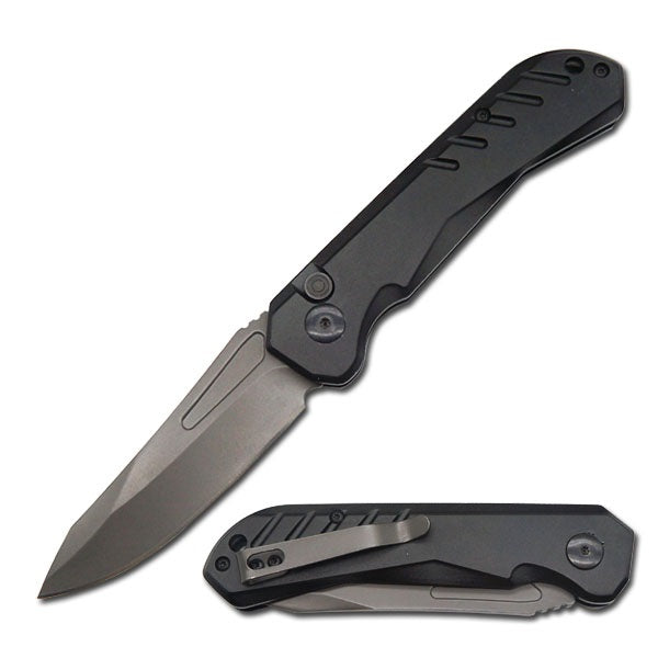 Black Survival Military Switch Blade Pocket Knife 8 Inch Overall - Tophatter's Guns'N'Weapons Store Collectible Weapons - Tophatter Daily Deals