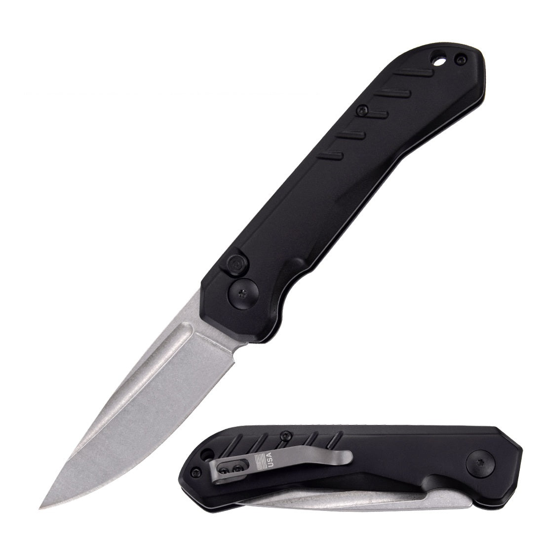 8" Black Clip Point Blade Switchblade Automatic Pocket Knife - Tophatter's Guns'N'Weapons Store Collectible Weapons - Tophatter Daily Deals