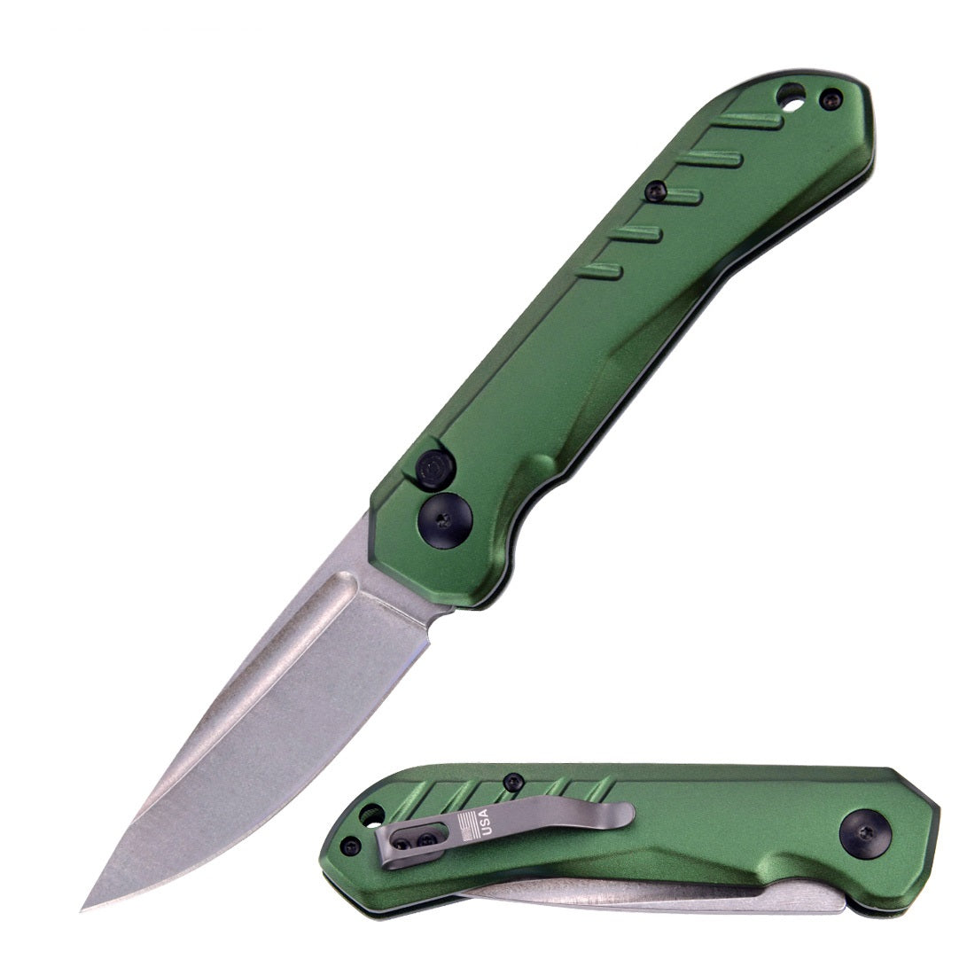 8" Green Clip Point Blade Switchblade Automatic Pocket Knife Collectible Weapons - Tophatter Daily Deals