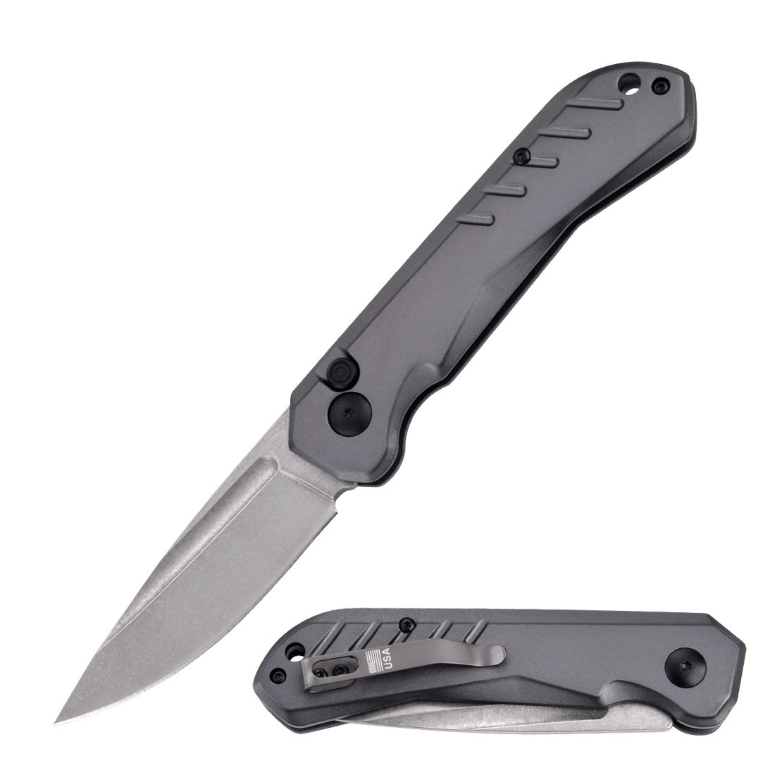 8" Gray Clip Point Blade Switchblade Automatic Pocket Knife Collectible Weapons - Tophatter Daily Deals