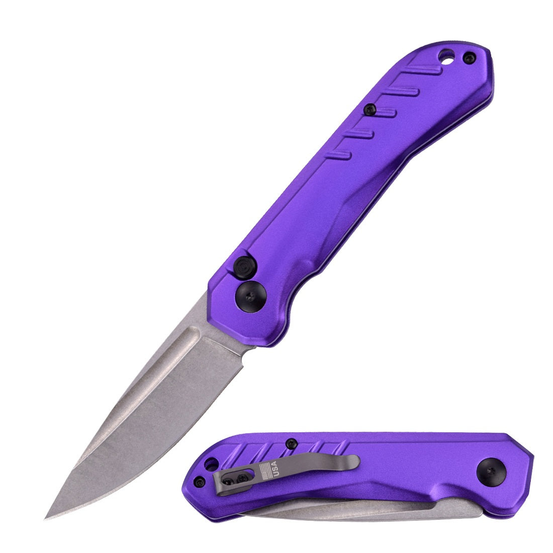 8" Purple Clip Point Blade Switchblade Automatic Pocket Knife Collectible Weapons - Tophatter Daily Deals