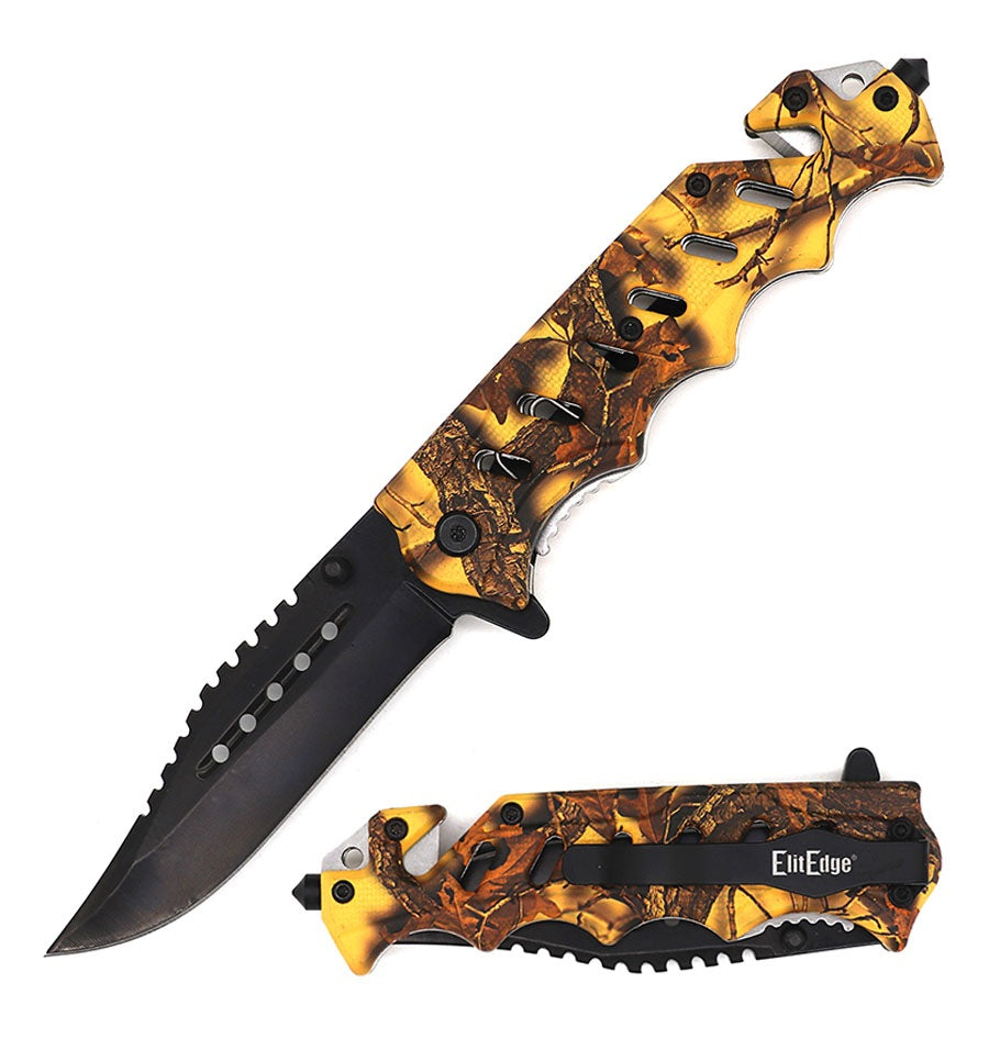 Tactical Pocket Knife Saw Back Blade Assist Folder Outdoor Camo - Tophatter's Guns'N'Weapons Store - FREE SHIPPING Collectible Weapons - Tophatter Daily Deals