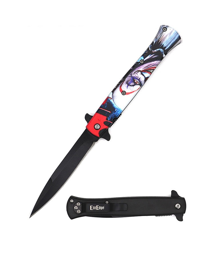 9" Joker Stiletto Style Spring Assist Opening Pocket Knife - TOPHATTER'S ARMORY DEALS Collectible Weapons - Tophatter Daily Deals