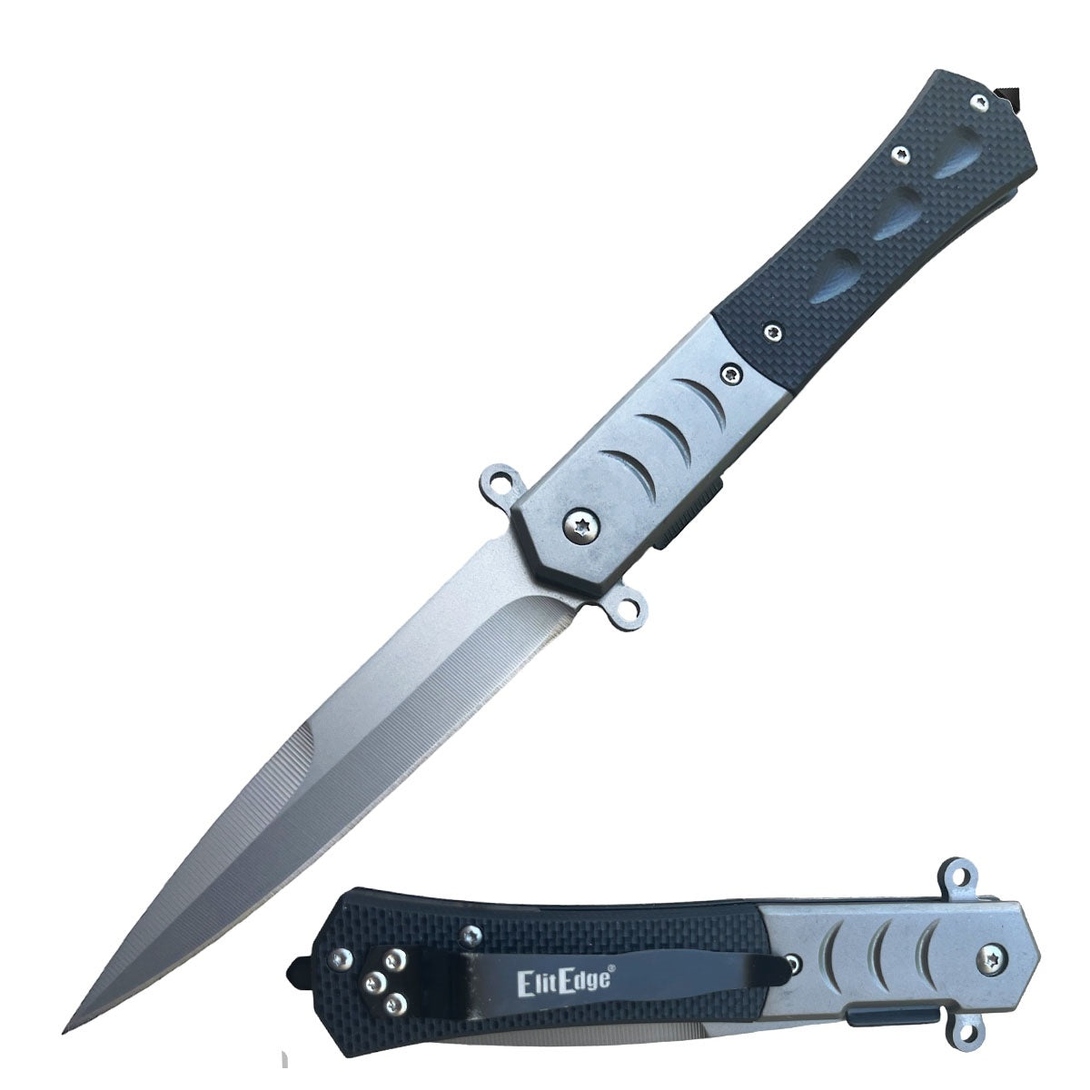 Black Military G10 Spring Assisted Pocket Knife Spear Point Blade - Tophatter's Inc. Weapons Store Online Collectible Weapons - Tophatter Daily Deals