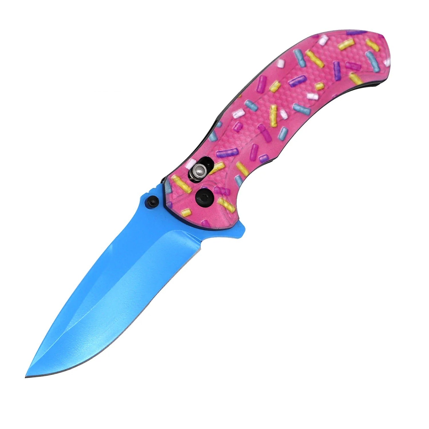 4.75" Closed Pink Sprinkles Spring Assisted Axis Lock Folding Knife Collectible Weapons - Tophatter Daily Deals