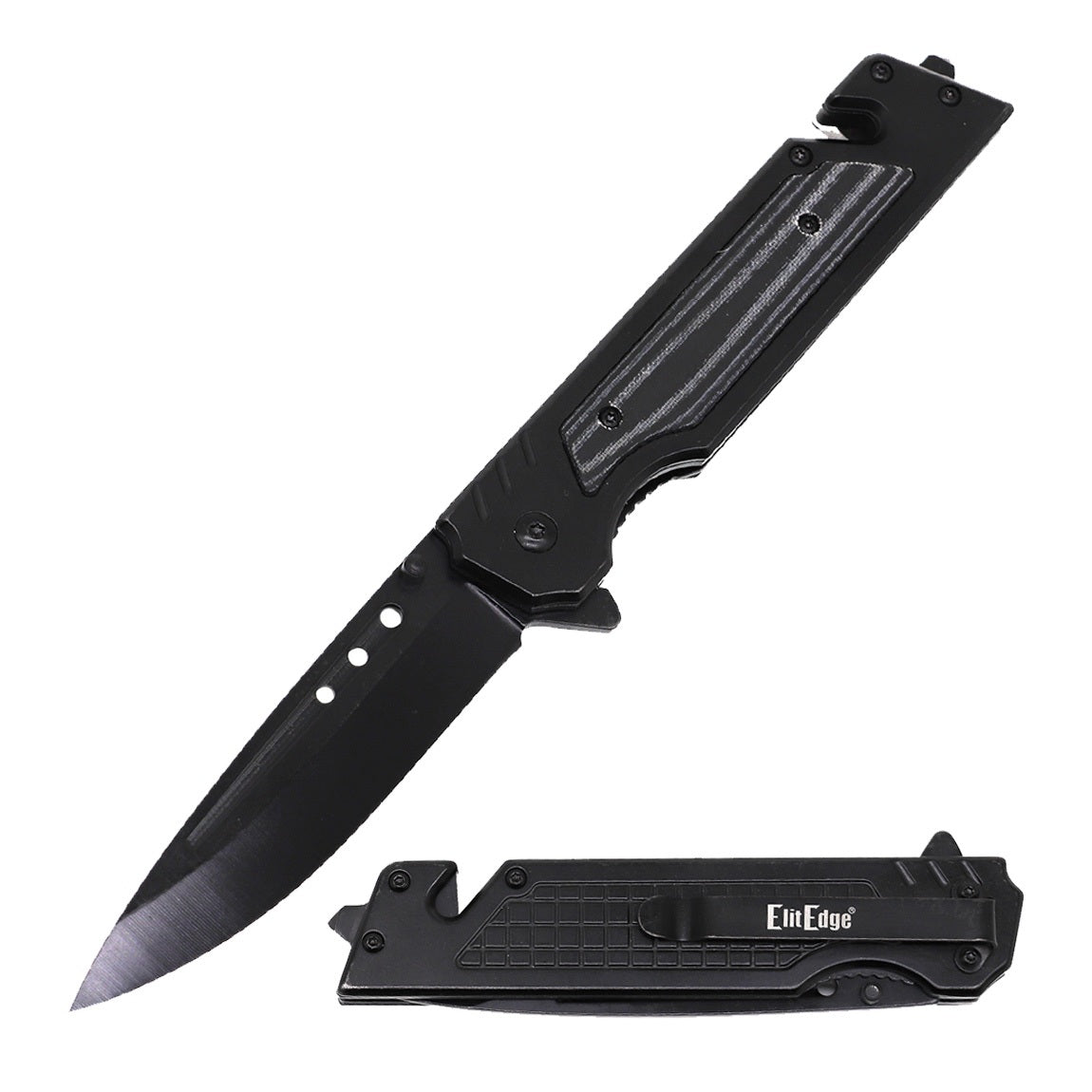 9'' Spring Assist Folding Pocket Knife - Tactical Multitool Black Micarta Handle - TOPHATTER'S ARMORY DEALS Collectible Weapons - Tophatter Daily Deals