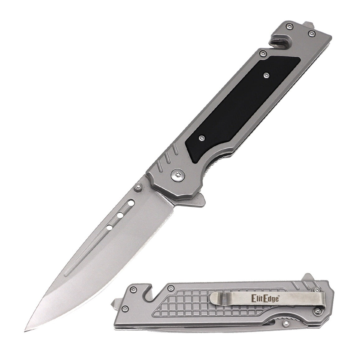 9'' Spring Assist Folding Pocket Knife - Tactical Multitool Silver G10 Handle - TOPHATTER'S ARMORY DEALS Collectible Weapons - Tophatter Daily Deals