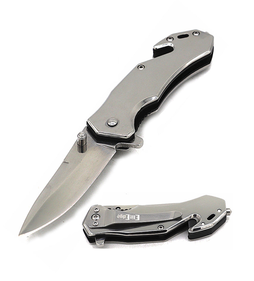 4" Closed Mirror Finish Tactical Rescue EDC Spring Assisted Folding Pocket Knife - Tophatter's Guns'N'Weapons Store Collectible Weapons - Tophatter Daily Deals