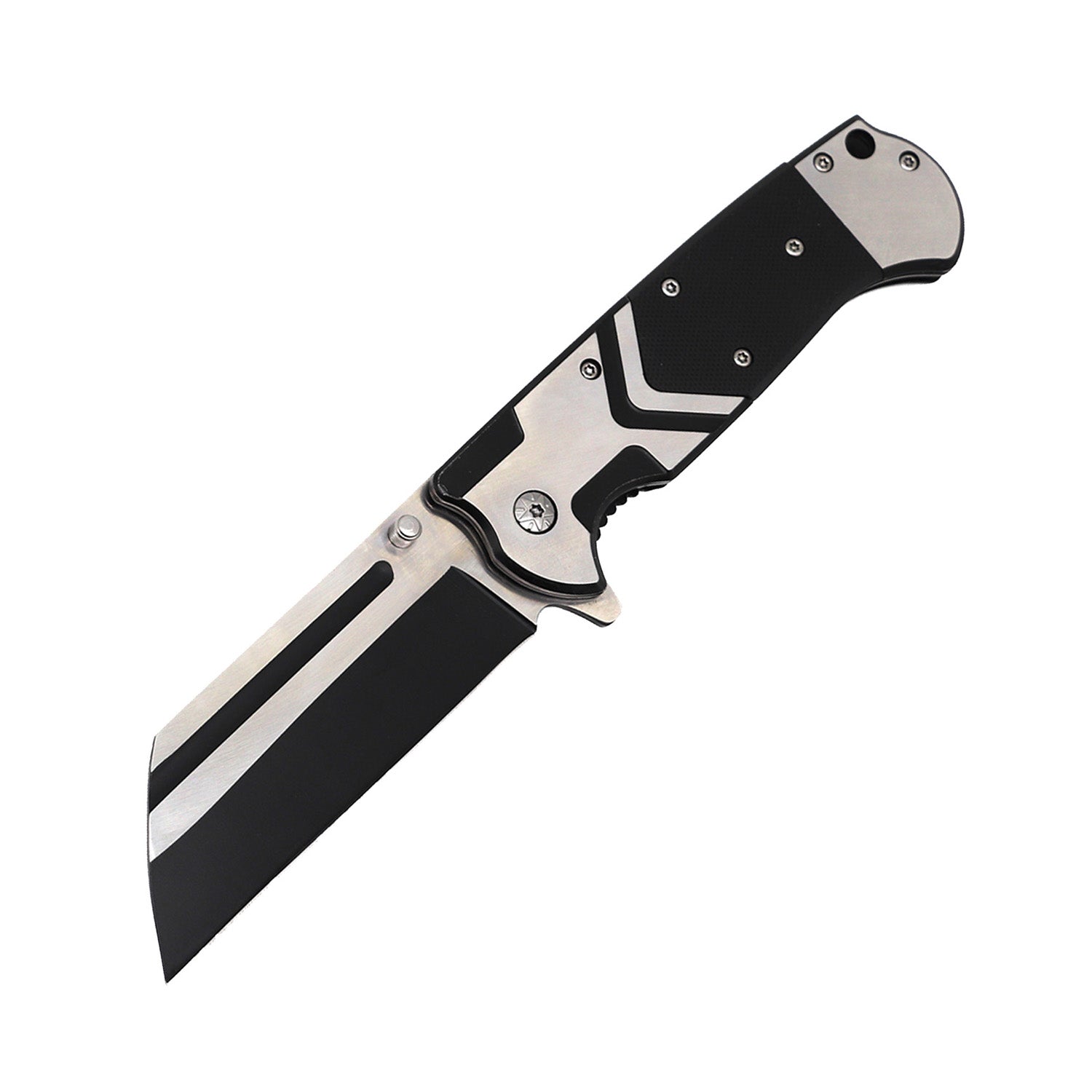 3.75 Spring-Assisted knife Black and Silver Handle - Tophatter Daily Deals