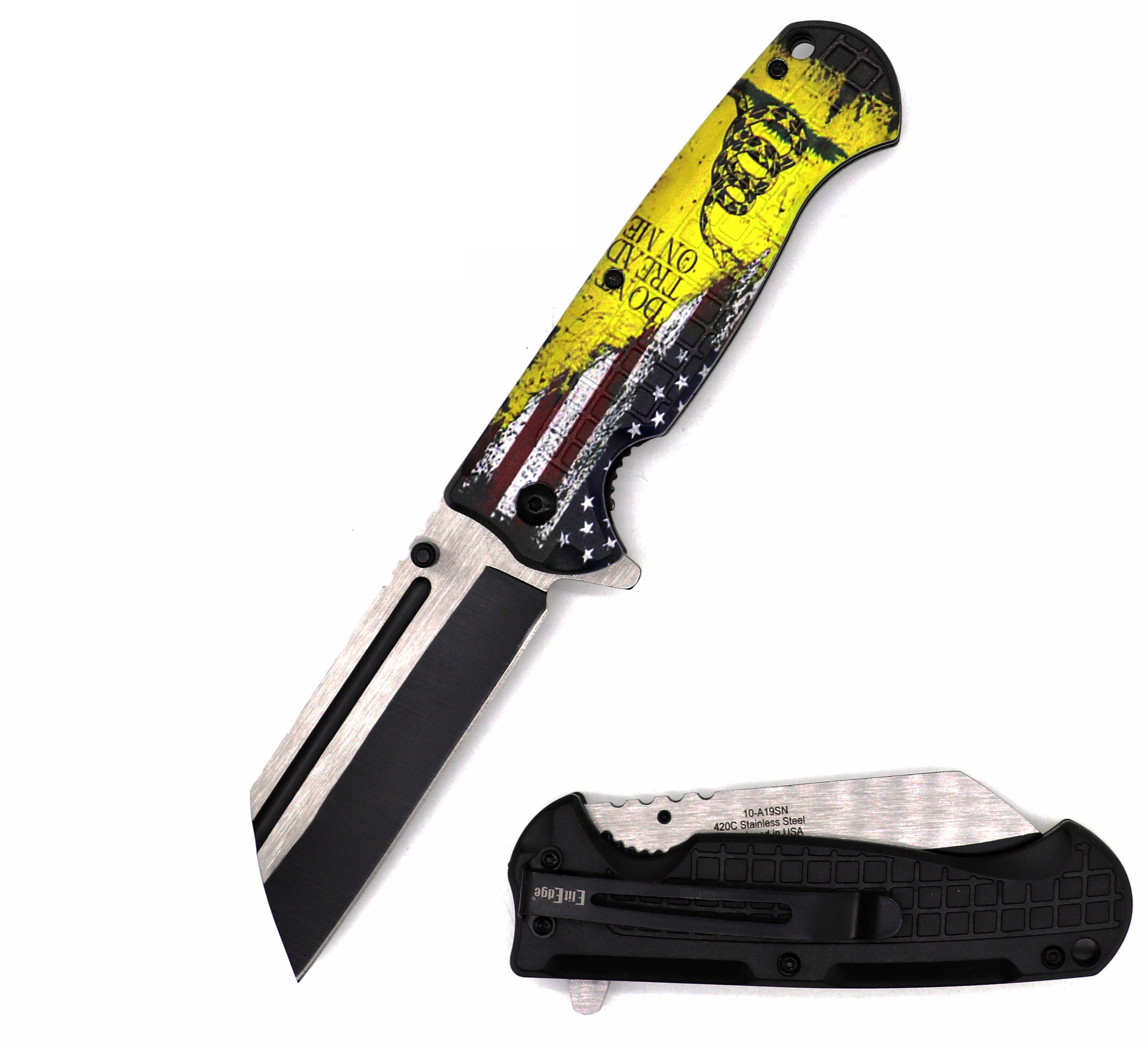 4.6" Closed Military Cleaver Razor Blade Spring Assist Knife - Tophatter's Guns'N'Weapons Store Collectible Weapons - Tophatter Daily Deals