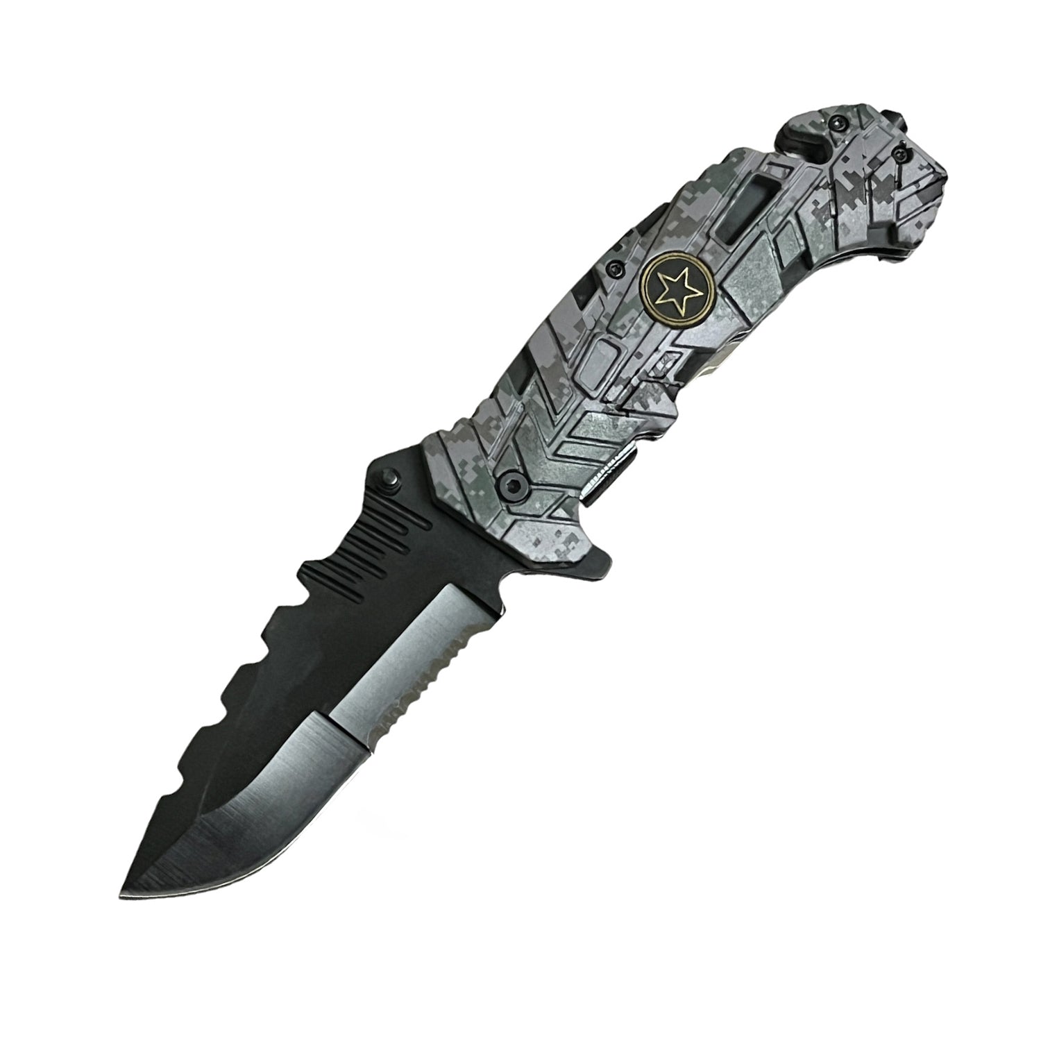 5" Spring Assisted Knife with Camo Nylon Fiber Handle - Tophatter Daily Deals