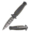 8.25" Damascus Etch Style Grey Dirk Dagger Spring Assist Pocket Knife Collectible Weapons - Tophatter Daily Deals