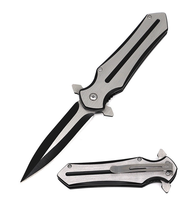 Spear Point Black Collectible Spring Assist Knife Dagger - TOPHATTER'S ARMORY DEALS Collectible Weapons - Tophatter Daily Deals