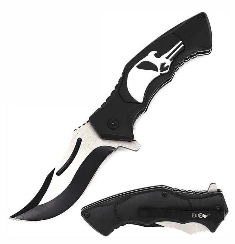 Spring Assisted Punisher Skull Knife - Tophatter Daily Deals