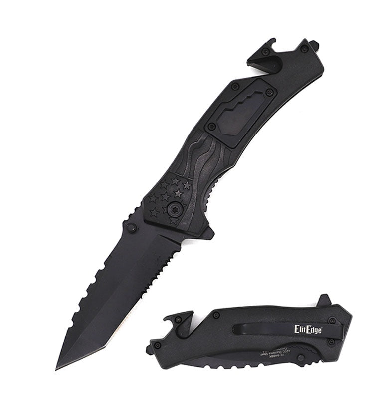 8" Military Tactical Spring Assisted Rescue Multi Tool Pocket Knife - Tophatter's Guns'N'Weapons Store Collectible Weapons - Tophatter Daily Deals