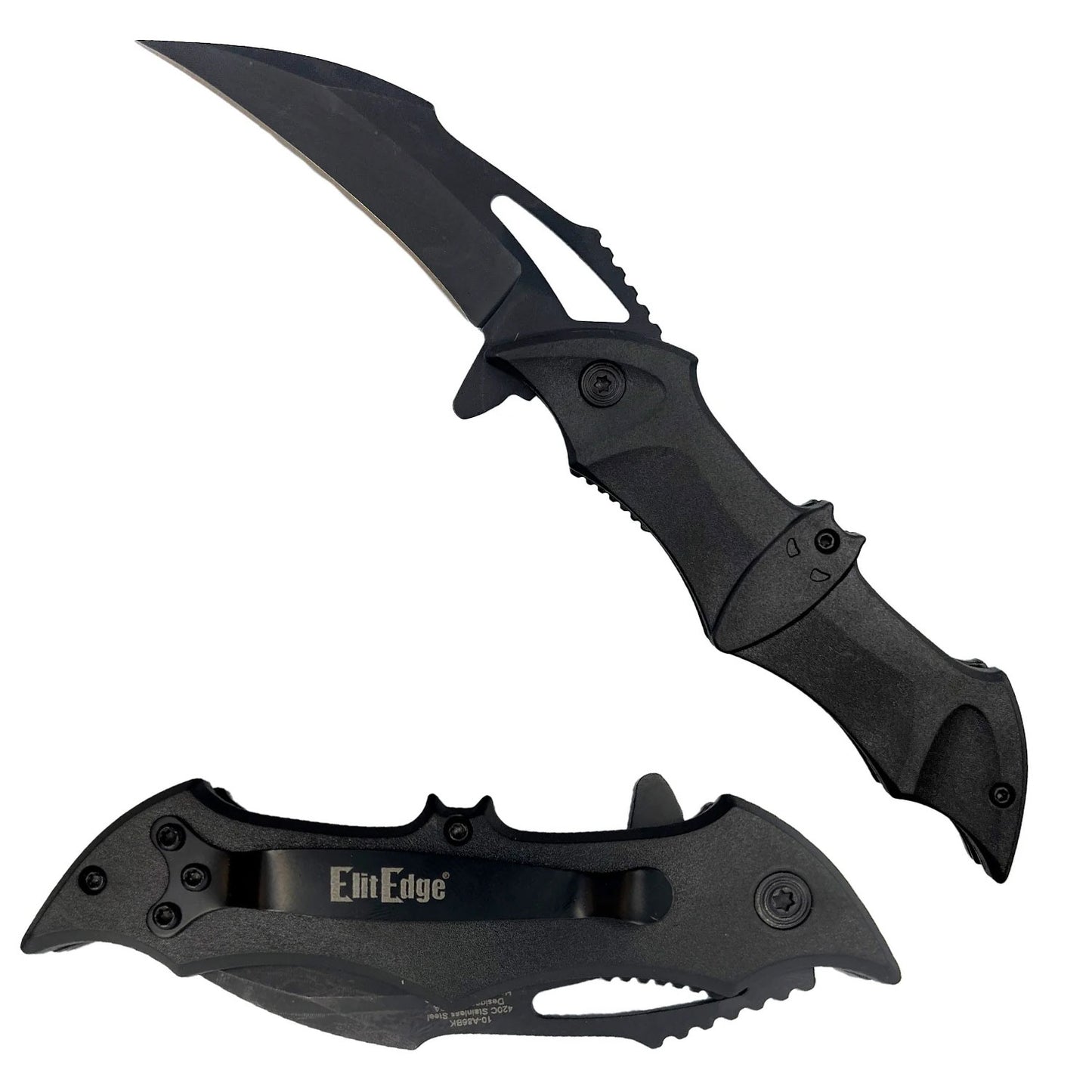 Bat Black Spring Assisted Pocket Folding Knife - Tophatter's Guns'N'Weapons Store - FREE SHIPPING Collectible Weapons - Tophatter Daily Deals
