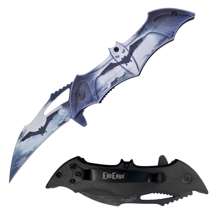Dark Bat Gray Spring Assisted Pocket Folding Knife Collectible Weapons - Tophatter Daily Deals