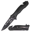 4.75" Closed Black Aluminum Handle Tactical Rescue Spring Assist Knife Collectible Weapons - Tophatter Daily Deals