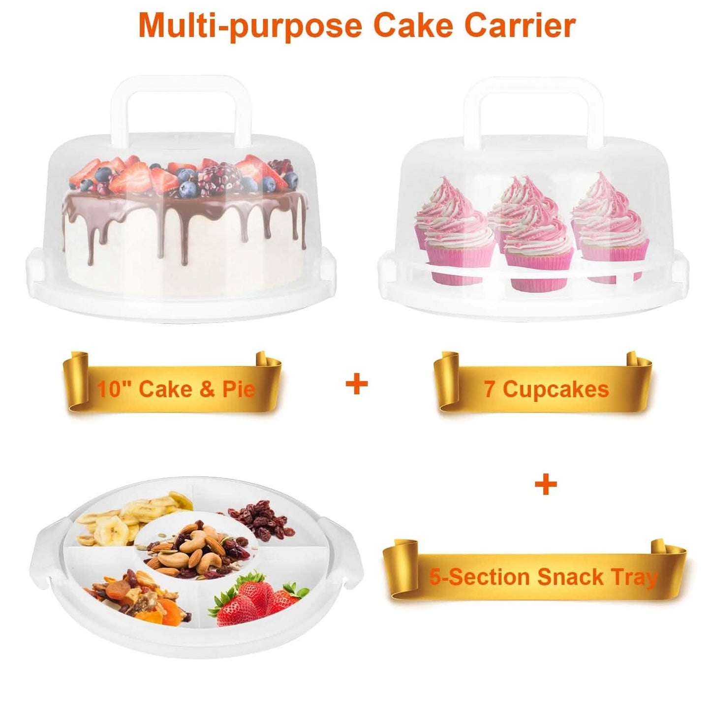 10" Cake Storage Container with Handle Plastic Cake Box Kitchen Storage - Tophatter Daily Deals