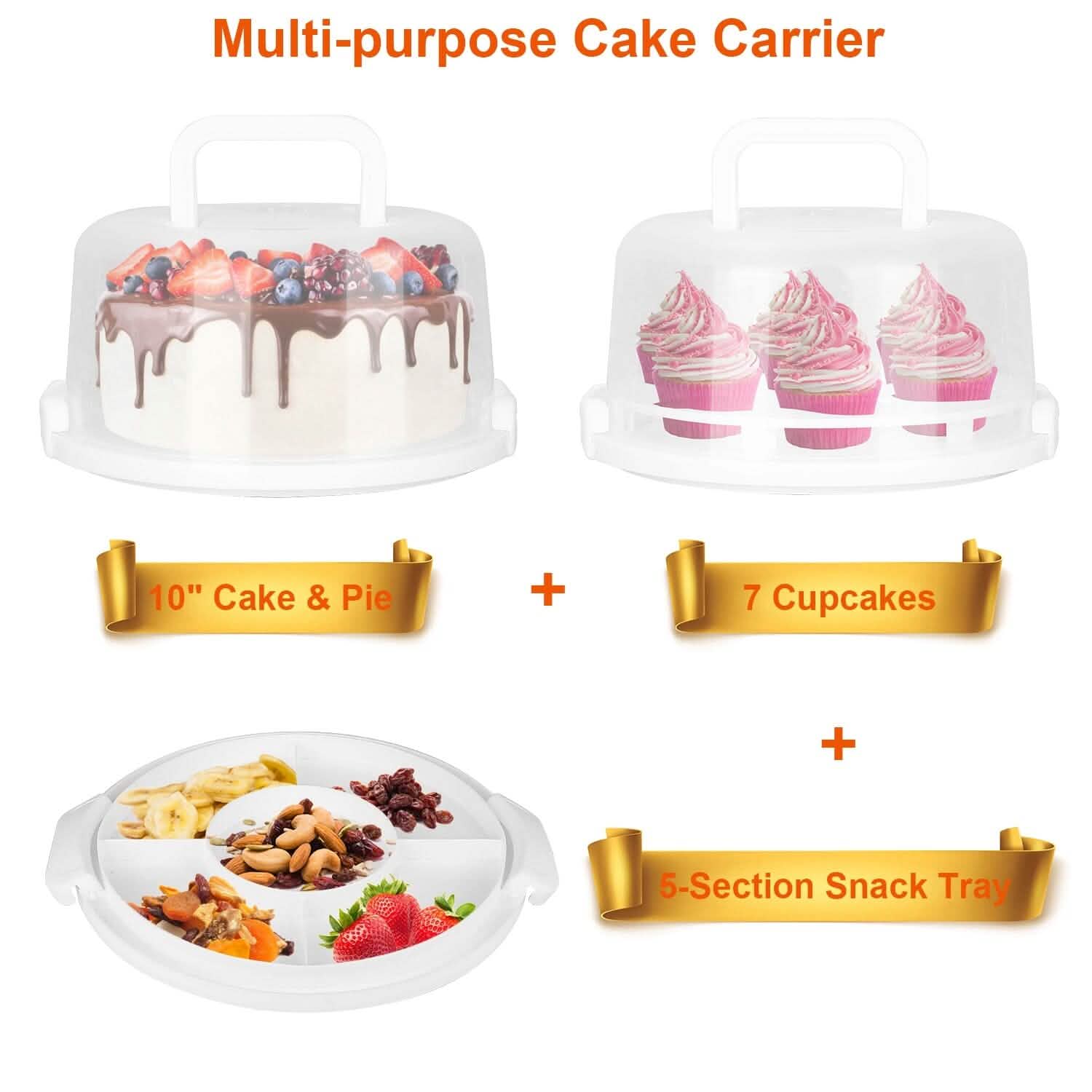 10" Cake Storage Container with Handle Plastic Cake Box Kitchen Storage - Tophatter Daily Deals