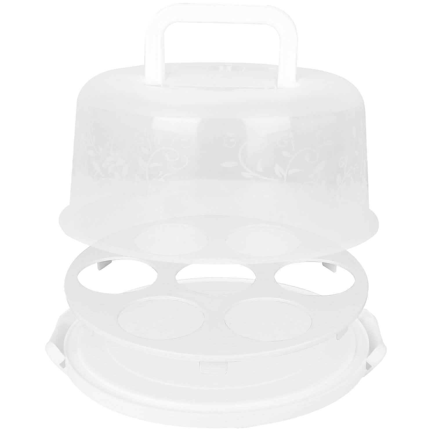 10" Cake Storage Container with Handle Plastic Cake Box Kitchen Storage - Tophatter Daily Deals