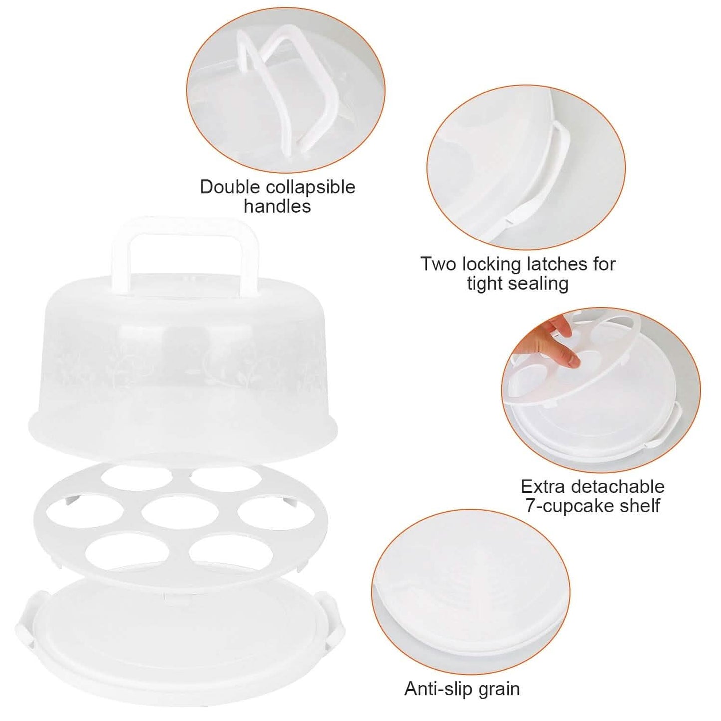 10" Cake Storage Container with Handle Plastic Cake Box Kitchen Storage - Tophatter Daily Deals