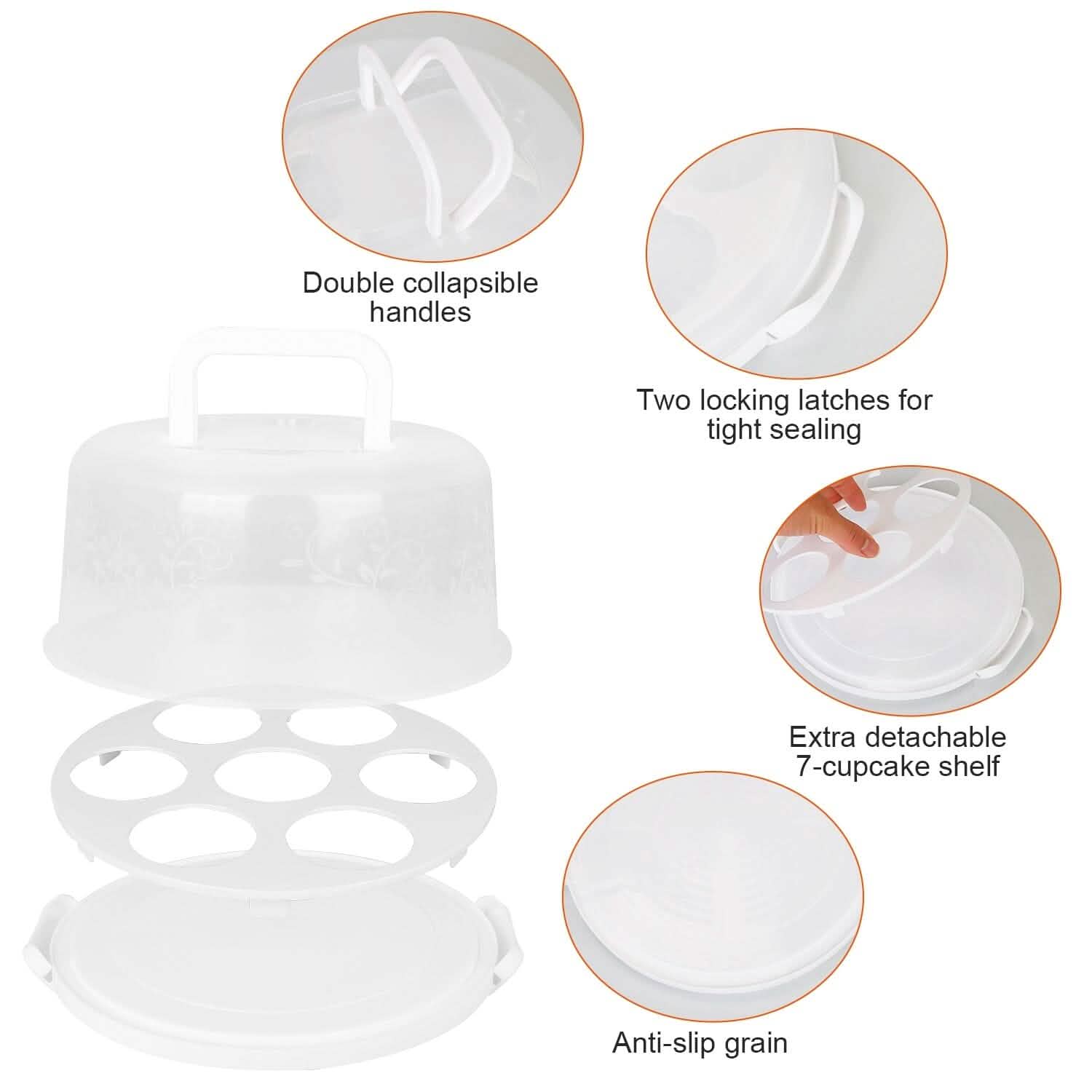 10" Cake Storage Container with Handle Plastic Cake Box Kitchen Storage - Tophatter Daily Deals