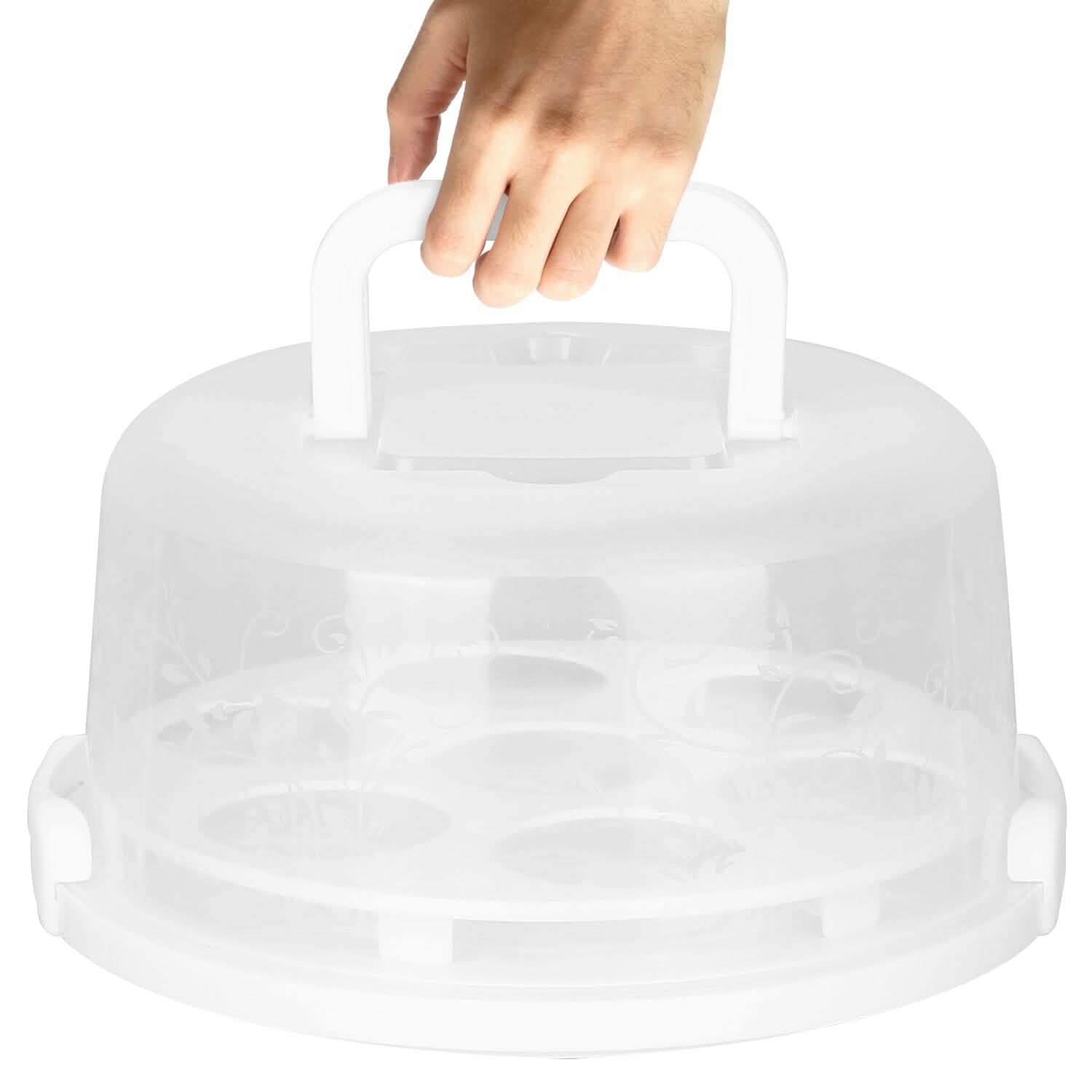 10" Cake Storage Container with Handle Plastic Cake Box Kitchen Storage - Tophatter Daily Deals