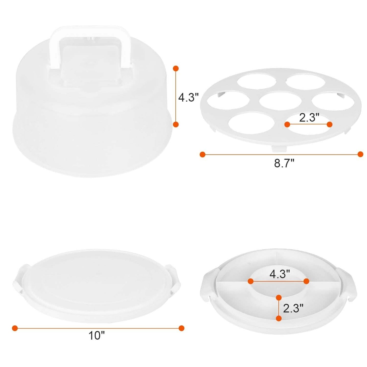 10" Cake Storage Container with Handle Plastic Cake Box Kitchen Storage - Tophatter Daily Deals