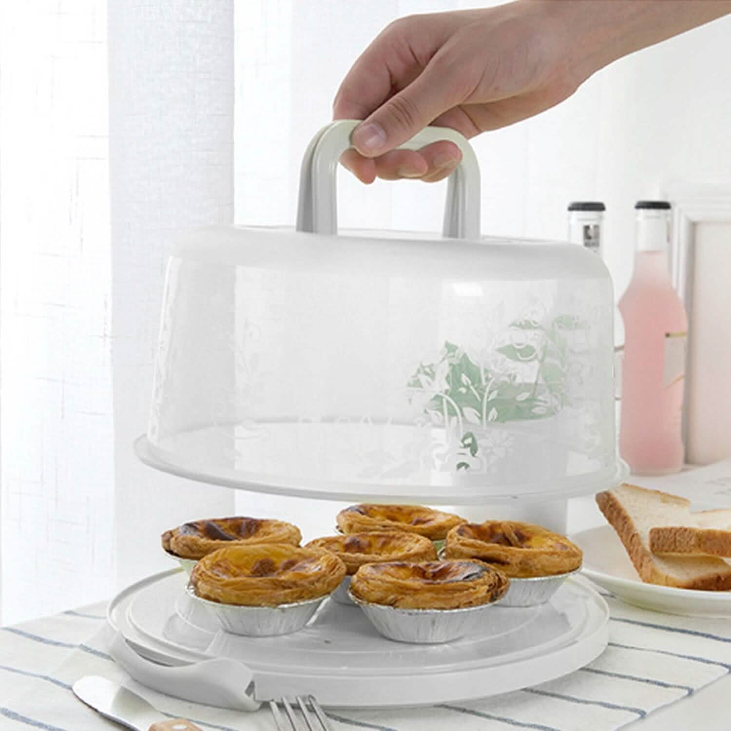 10" Cake Storage Container with Handle Plastic Cake Box Kitchen Storage - Tophatter Daily Deals