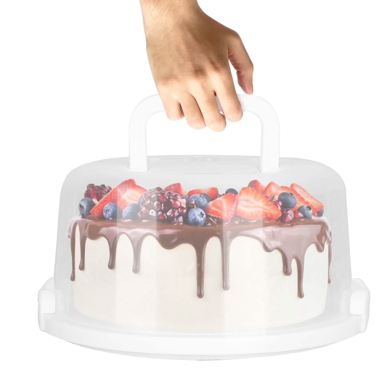 10" Cake Storage Container with Handle Plastic Cake Box Kitchen Storage - Tophatter Daily Deals
