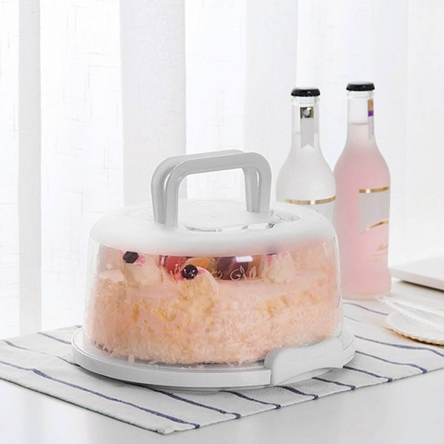 10" Cake Storage Container with Handle Plastic Cake Box Kitchen Storage - Tophatter Daily Deals