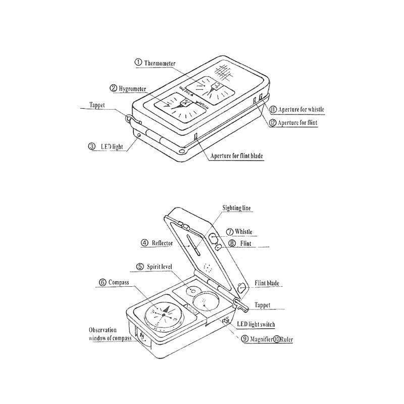 10-IN-1 PORTABLE PROFESSIONAL MULTITOOL COMPASS - Tophatter's Army Deals OUTDOOR - Tophatter Daily Deals