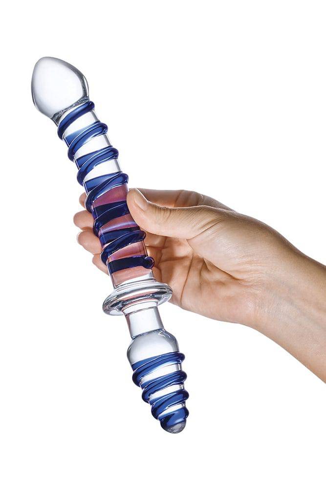 Gläs - Mr. Swirly - 10" Textured Glass Double Ended Dildo - Blue Sex Toy - Tophatter Daily Deals