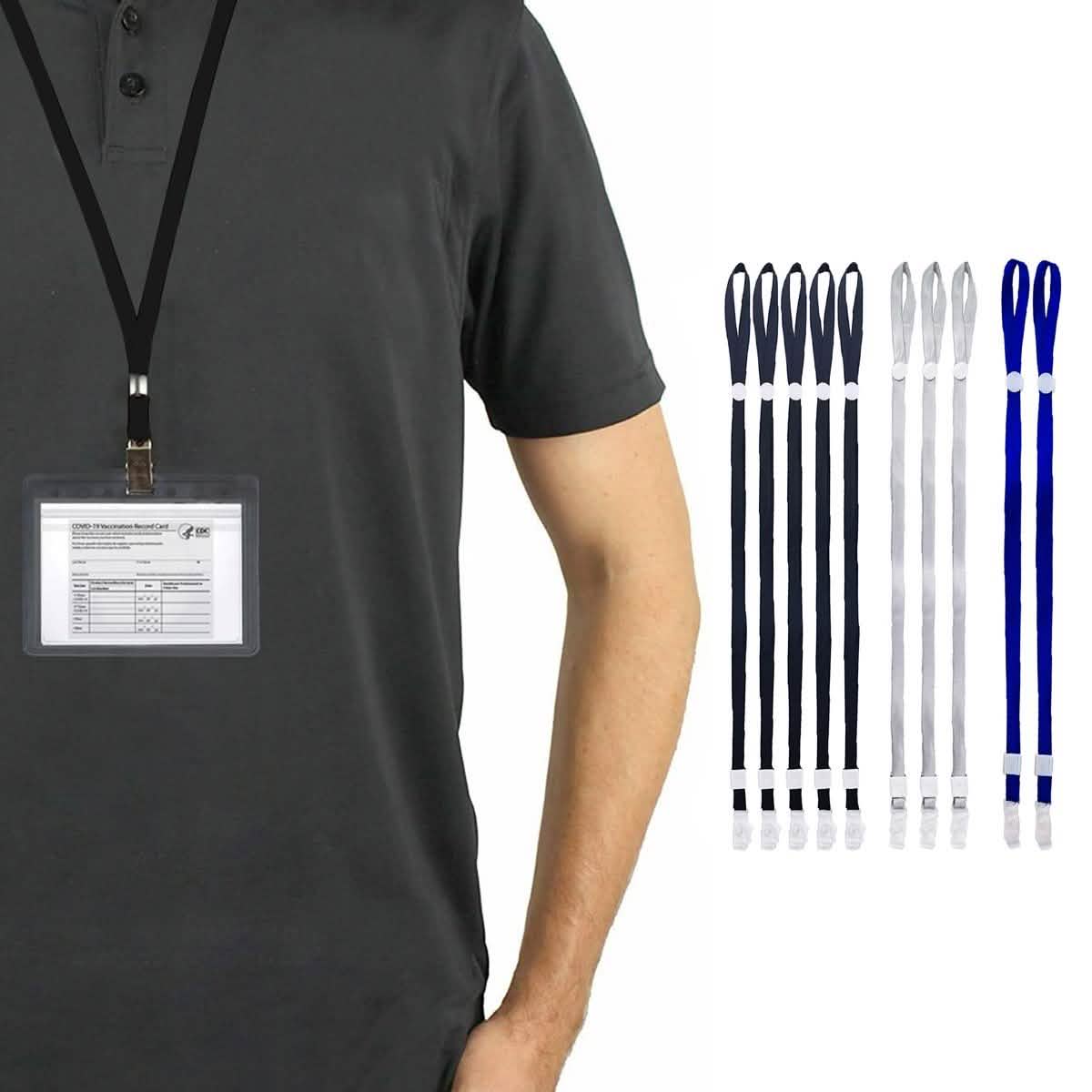 10-Pack: Adjustable Face Mask Loop Extender Id Name Badges CDC Card Holder Lanyards Face Masks & PPE - Tophatter Daily Deals