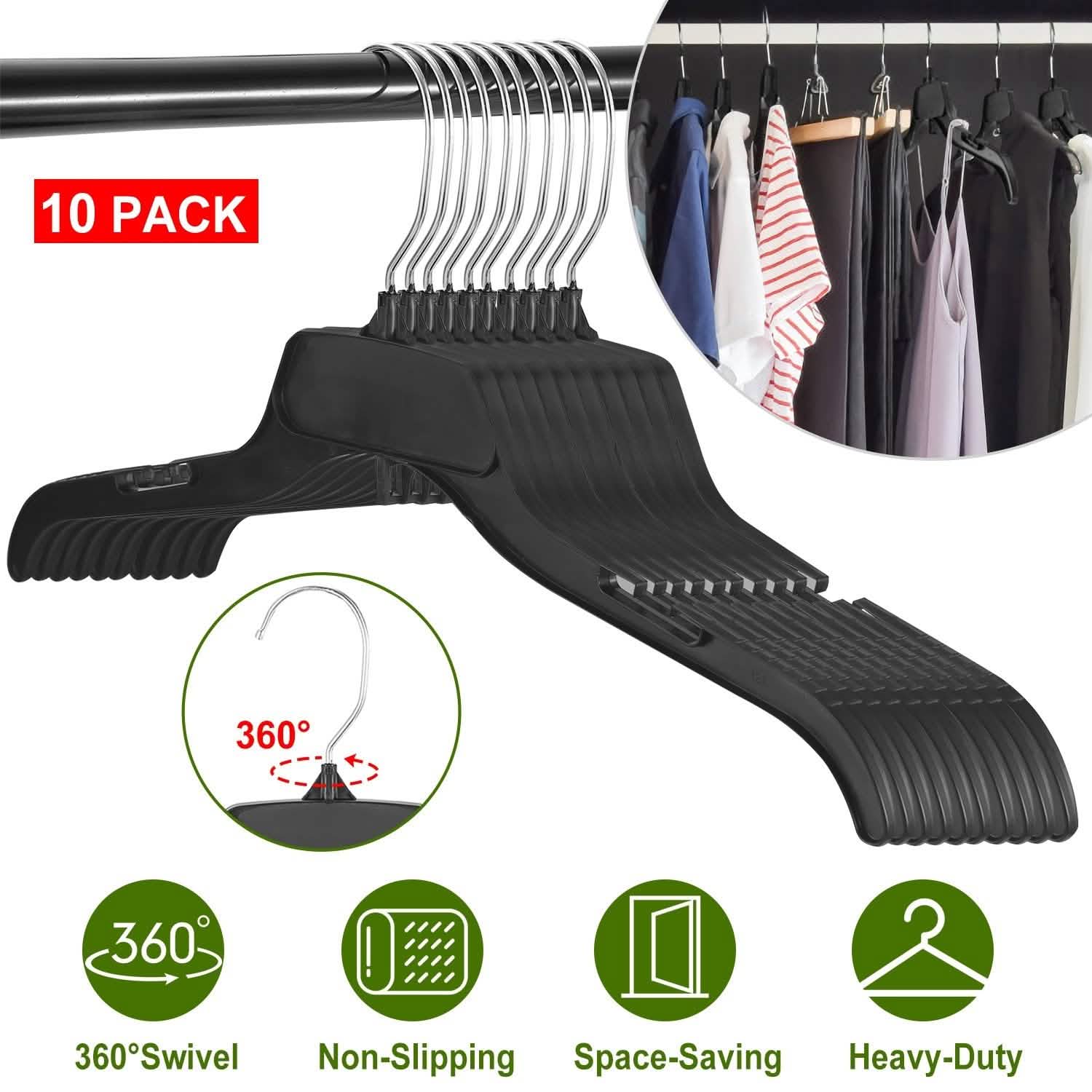 10-Pack: Clothes Hanger Non-Slip Notched Space-Saving Storage & Organization - Tophatter Daily Deals