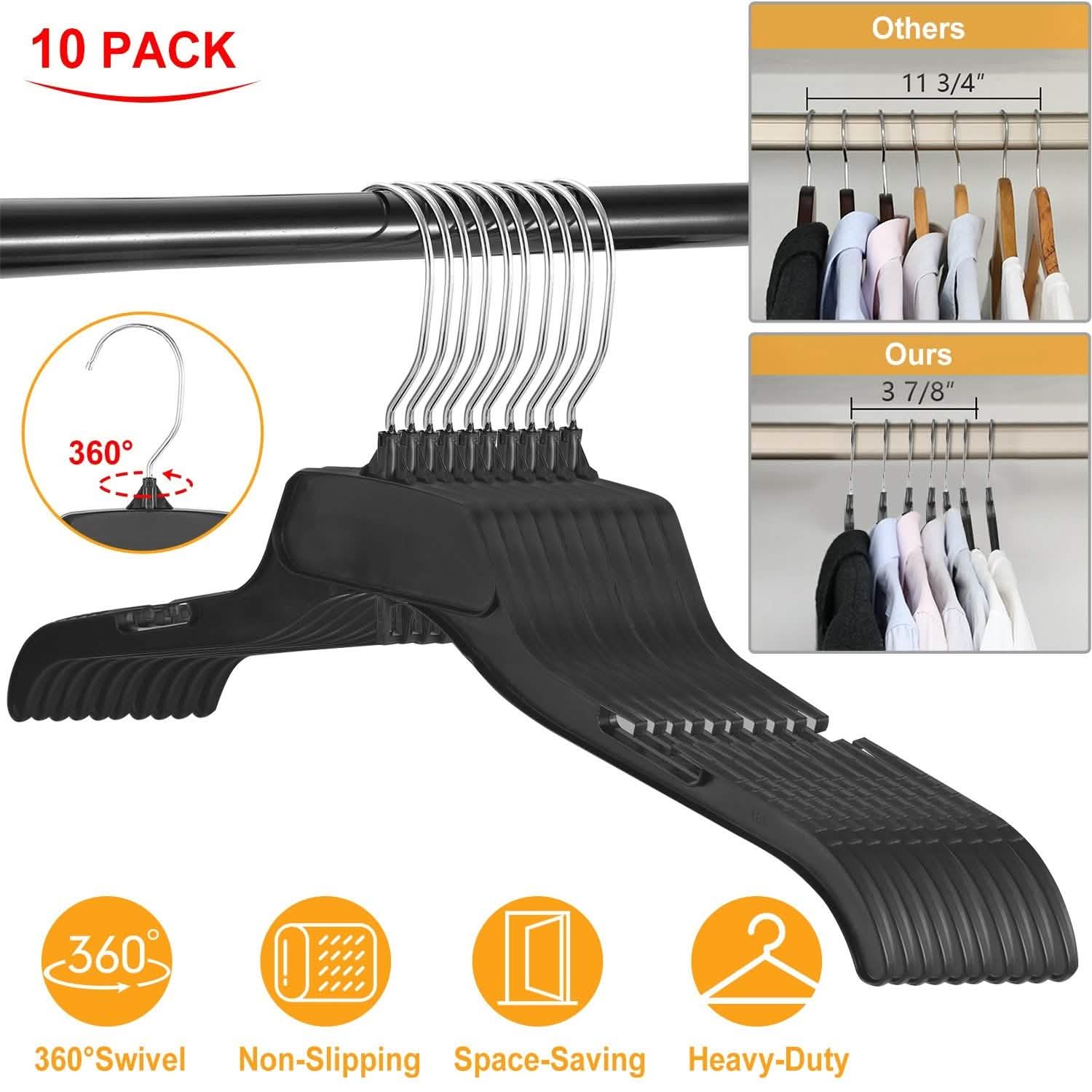 10-Pack: Clothes Hanger Non-Slip Notched Space-Saving Storage & Organization - Tophatter Daily Deals