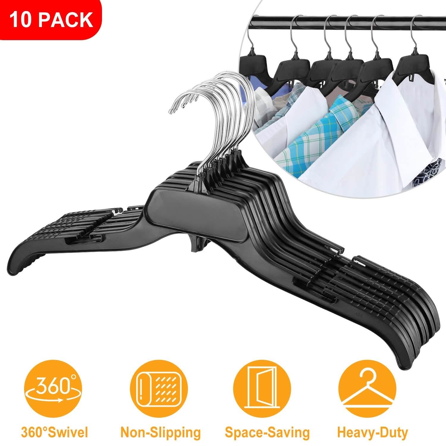 10-Pack: Clothes Hanger Non-Slip Notched Space-Saving Storage & Organization - Tophatter Daily Deals