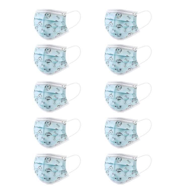 10-Pack: Kids Disposable Face Mask Blue Face Masks & PPE - Tophatter Daily Deals