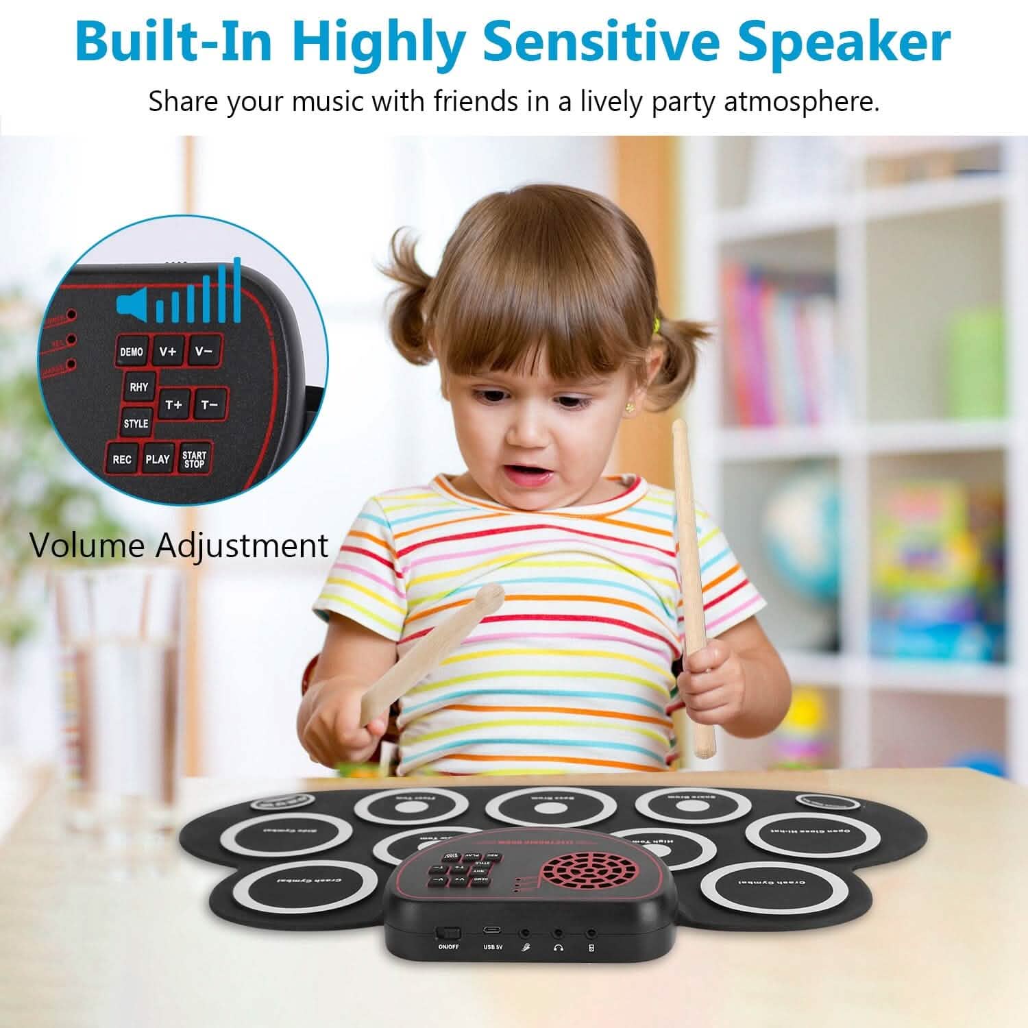 10 Pads Electric Drum Set Foldable Toys & Games - Tophatter Daily Deals