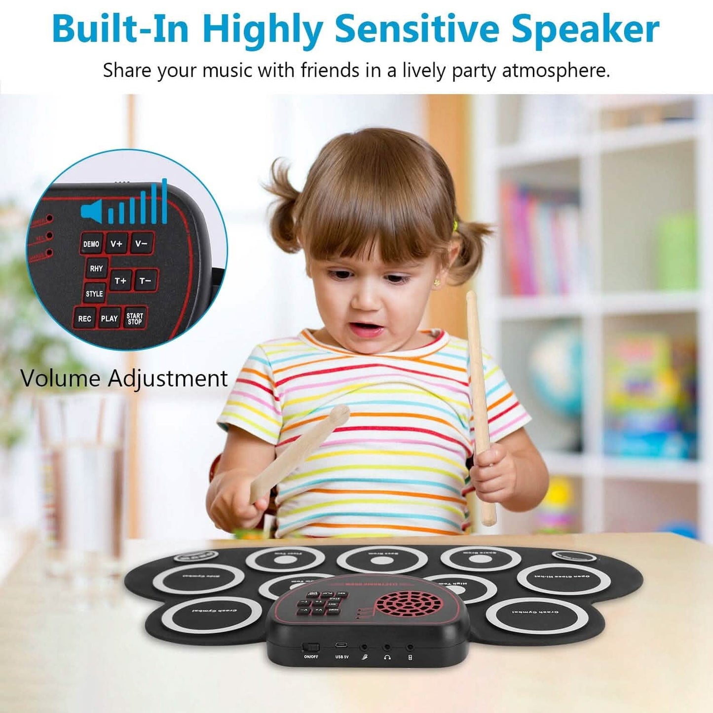 10 Pads Electric Drum Set Foldable Toys & Games - Tophatter Daily Deals