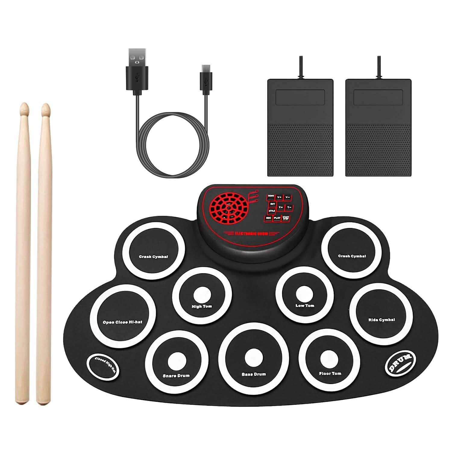 10 Pads Electric Drum Set Foldable Toys & Games - Tophatter Daily Deals