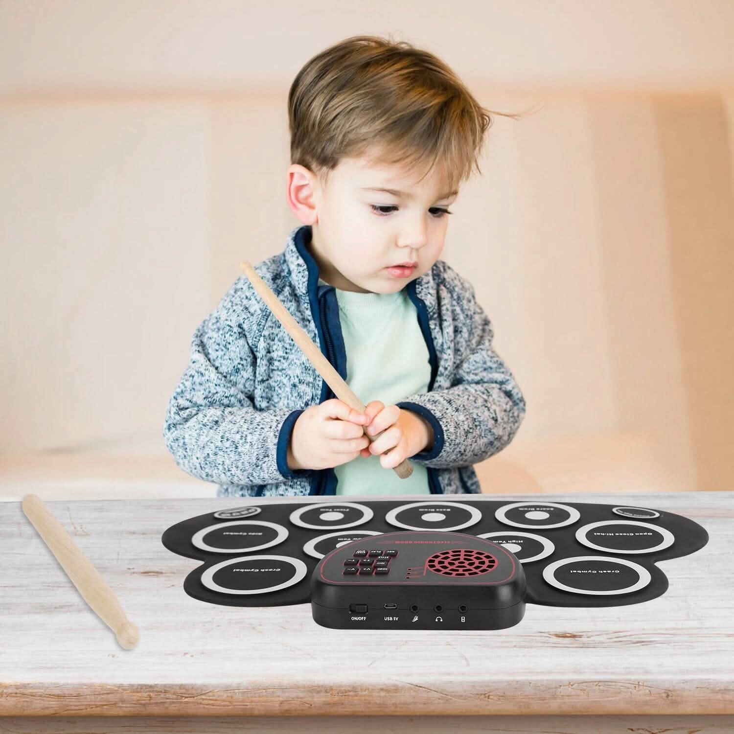 10 Pads Electric Drum Set Foldable Toys & Games - Tophatter Daily Deals