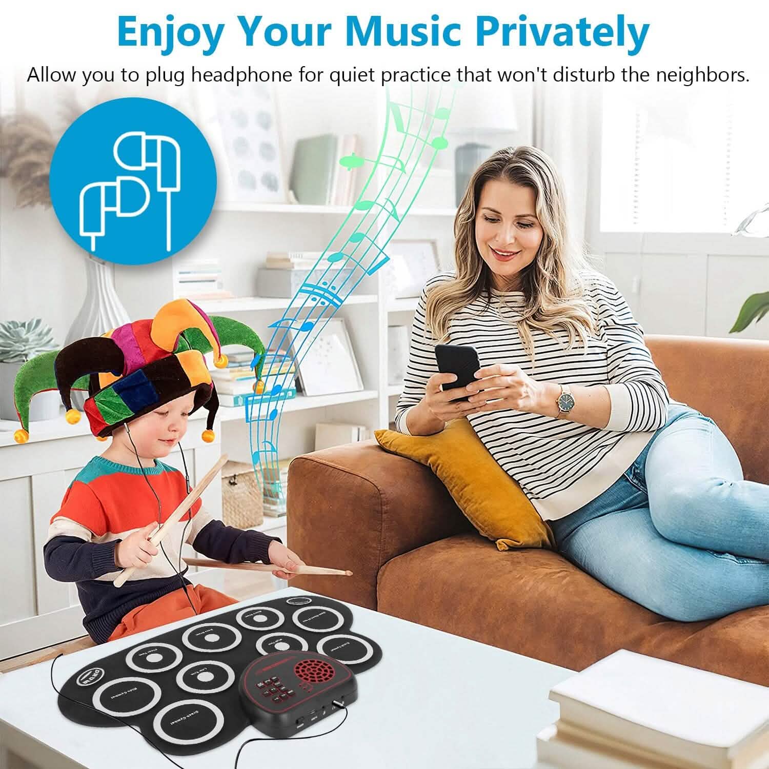 10 Pads Electric Drum Set Foldable Toys & Games - Tophatter Daily Deals